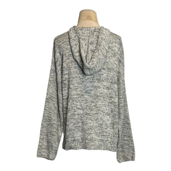 Gray knit long sleeves hoodie sweater size large - Picture 2 of 15